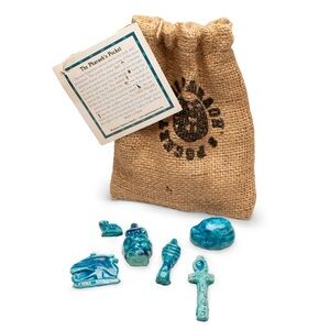 Pharoah's Pocket Egyptian Protective Amulet Charms Figurines with Burlap Bag
